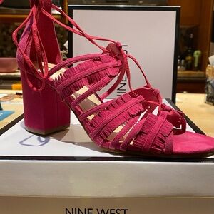 Nine West Fuchsia Lace-Up Heels